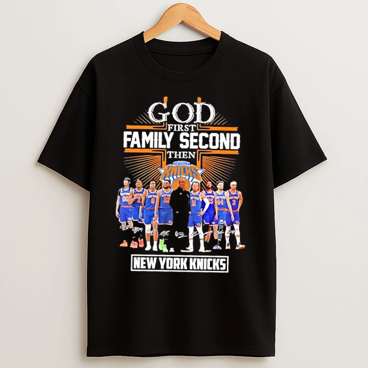 Classic God First Family Second Then Coach Mike Brown And Players New York Knicks Signatures T Shirts