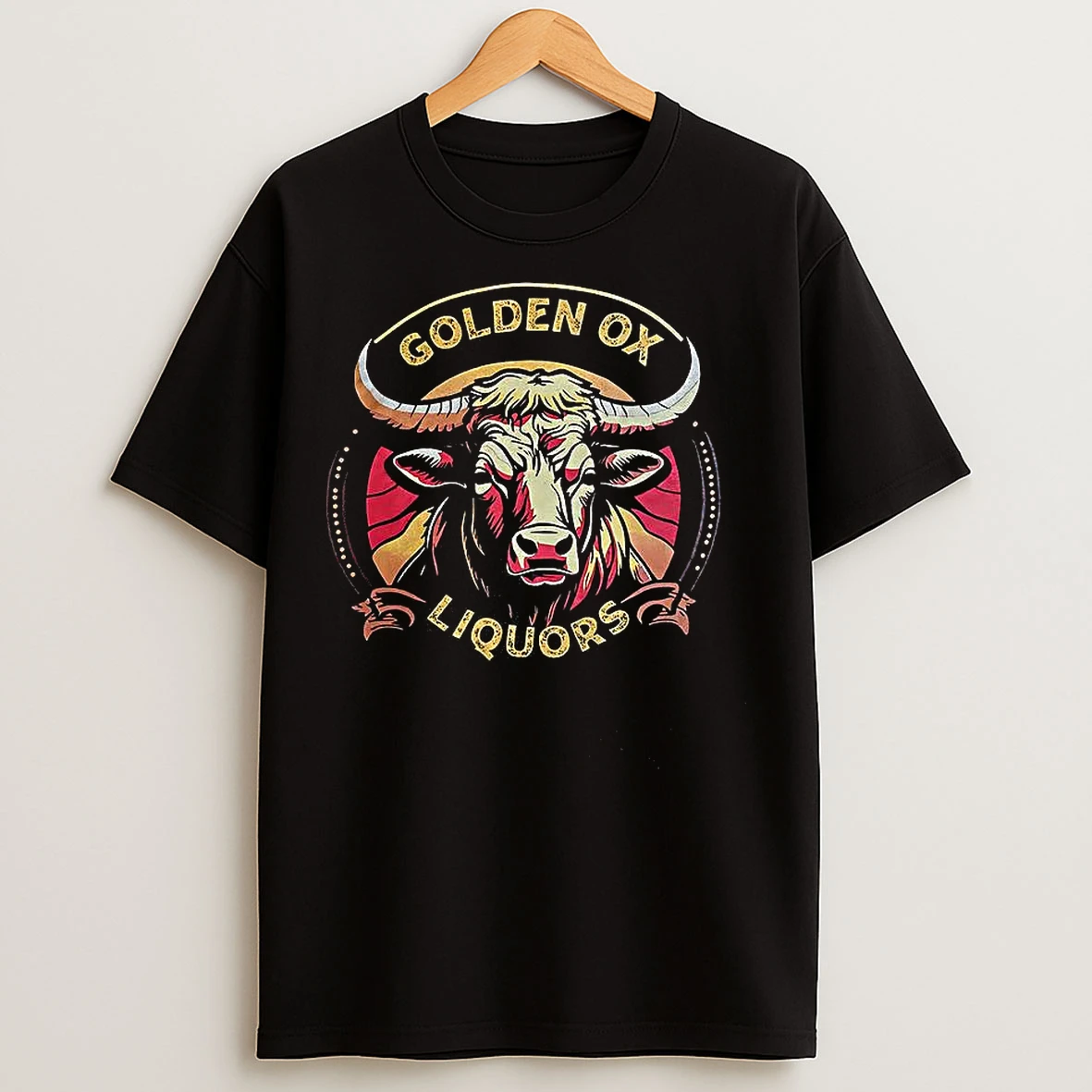 Classic Golden Ox Liquors Logo T Shirts