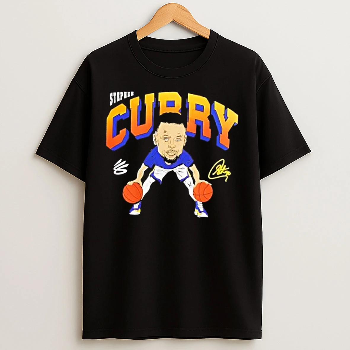 Classic Golden State Warriors Stephen Curry Animated Signature T Shirts