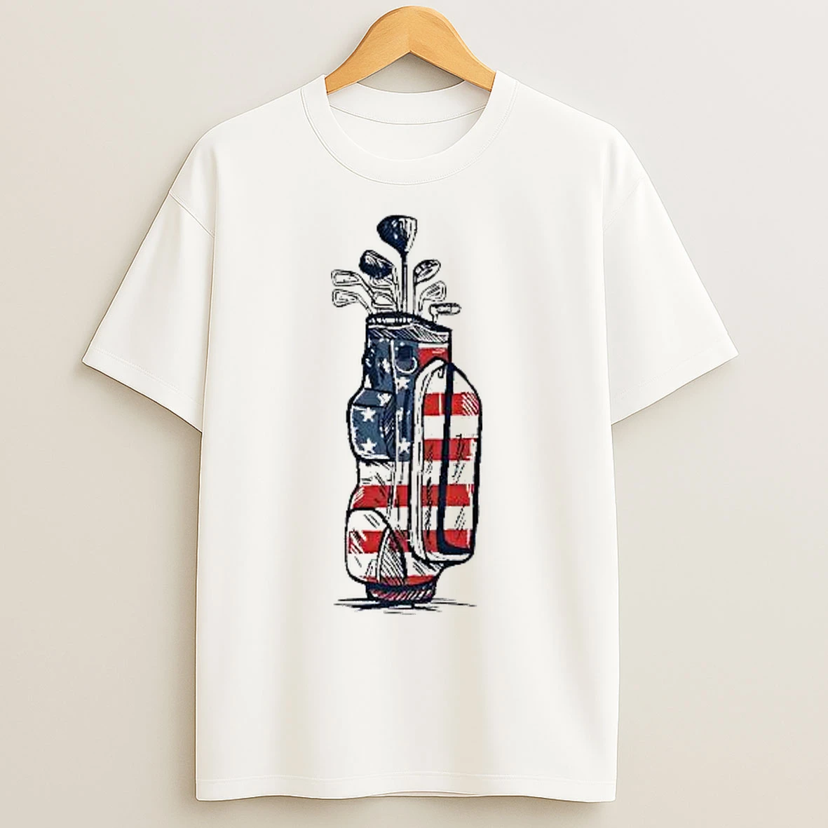 Classic Golf Club Bag America Flag T Shirts