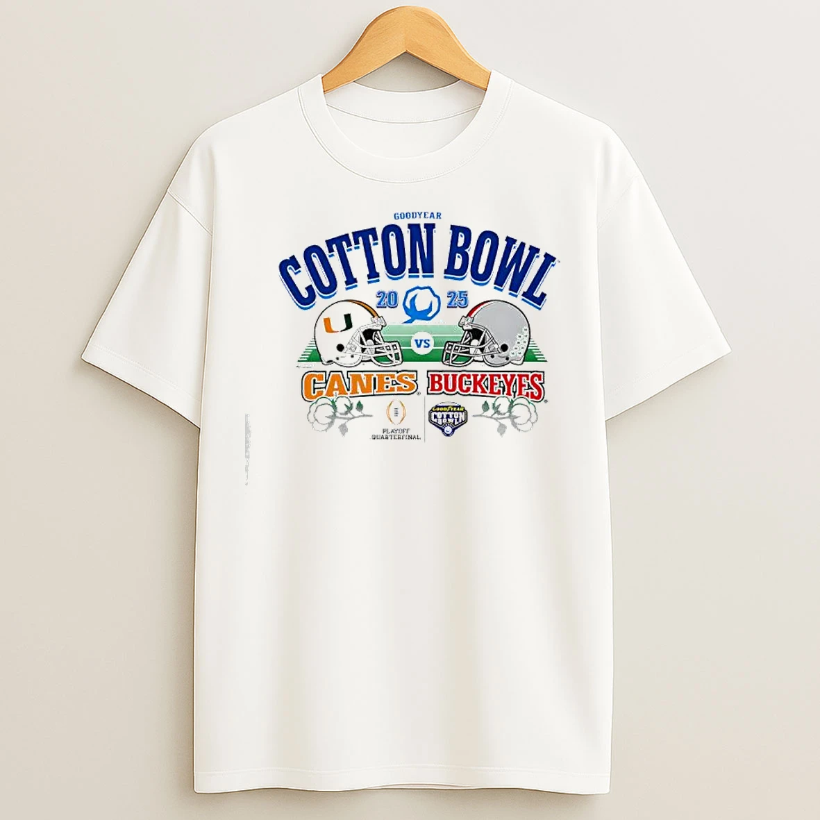 Classic Goodyear Cotton Bowl 2025 Canes Vs Buckeyes Playoff Quarterfinal T Shirts
