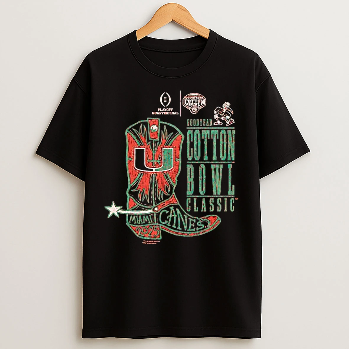 Classic Goodyear Cotton Bowl Classic 2025 Playoff Quarterfinal Miami Hurricanes T Shirts