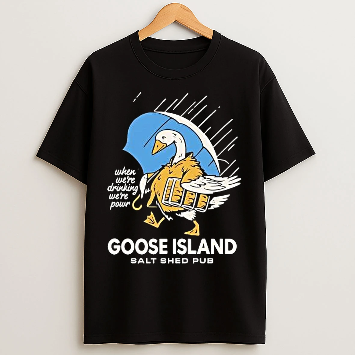 Classic Goose Island Salt Shed Pub It Rains T Shirts