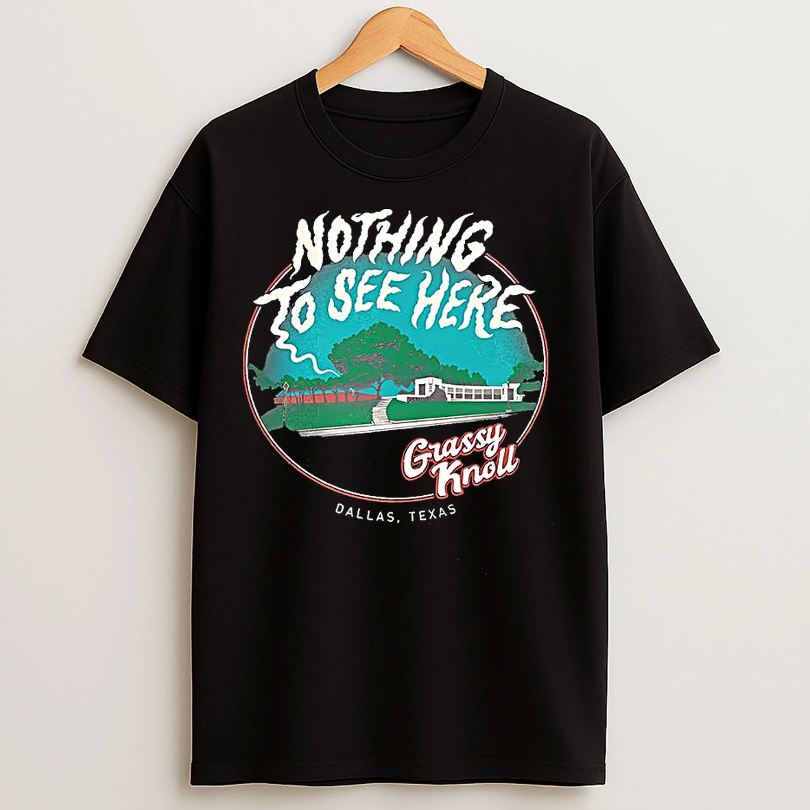 Classic Grassy Knoll Nothing To See Here Dallas Texas Retro T Shirts