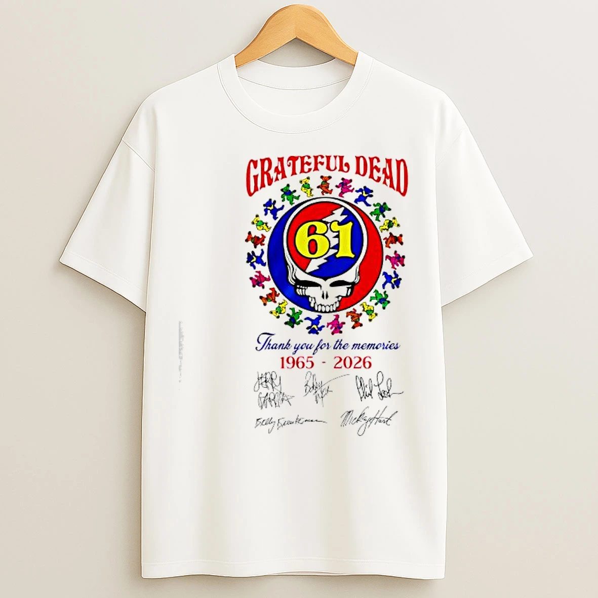 Classic Grateful Dead 61 Years 1965 2026 Thank You For The Memories Signatures T Shirts
