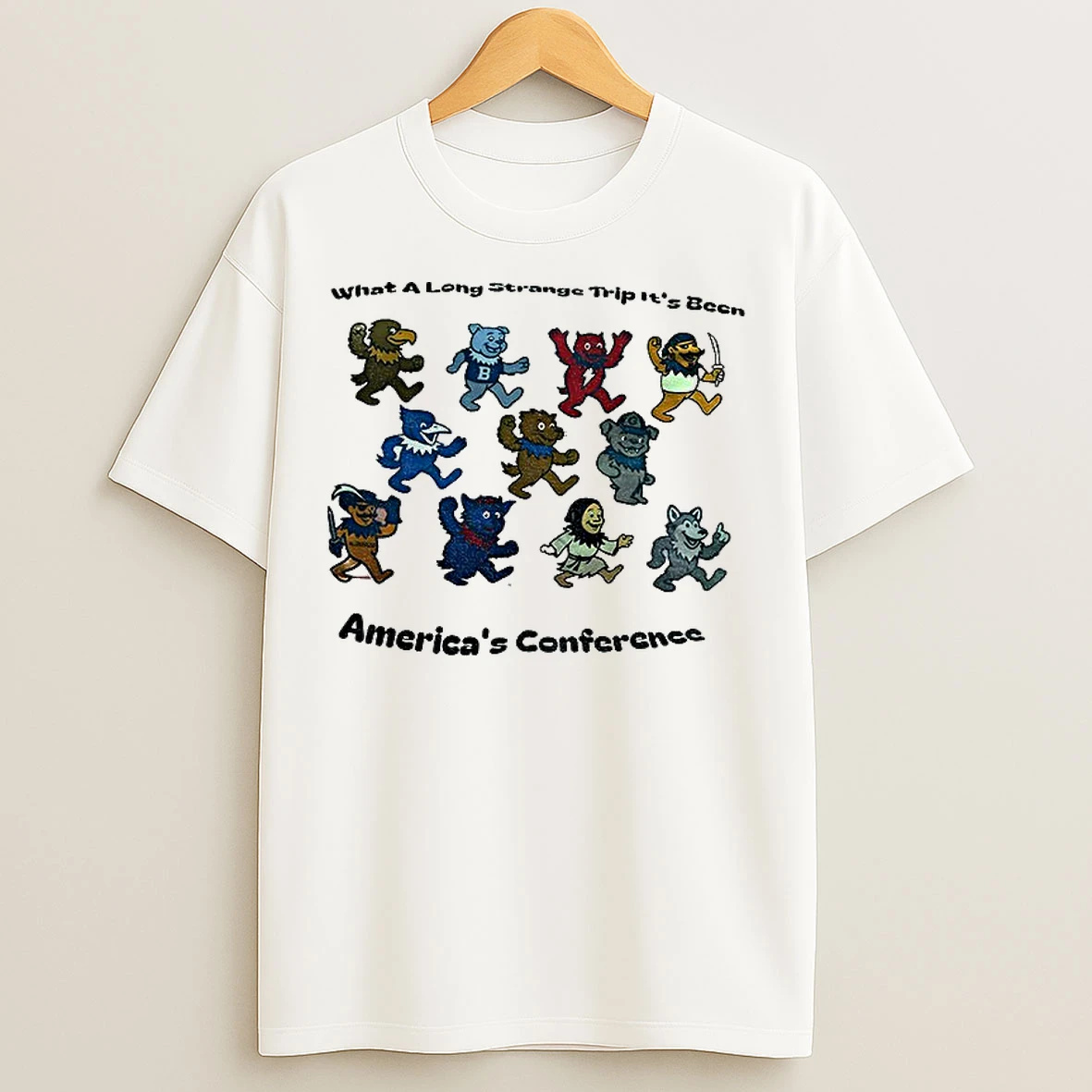 Classic Grateful Dead College Mascots What A Long Strange Trip Its Been Americas Conference T Shirts