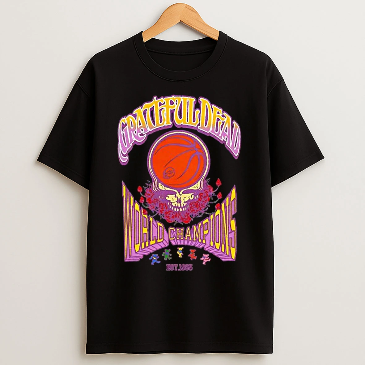 Classic Grateful Dead Lakers Roses Basketball Est 1965 World Champions T Shirts
