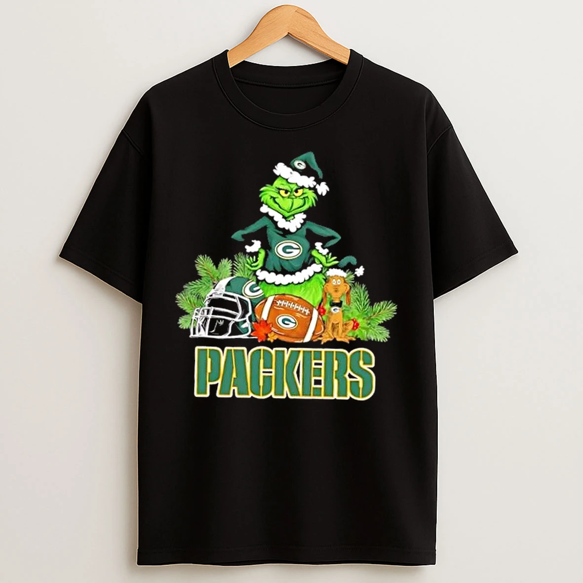 Classic Green Bay Packers Football X Grinch And Max Dog Merry Christmas T Shirts