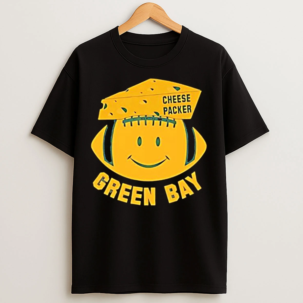 Classic Green Bay Smile Face Football Cheese Head Cheese Packer T Shirts