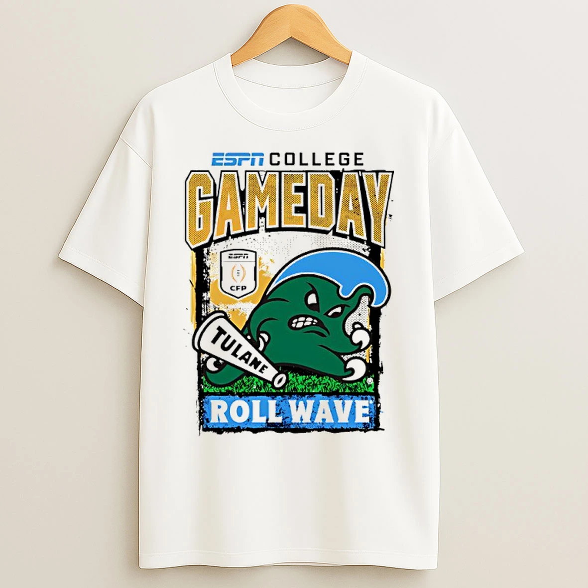 Classic Green Wave Roll Wave 2025 26 College Football Playoff Gameday Roll Wave Mascot T Shirts