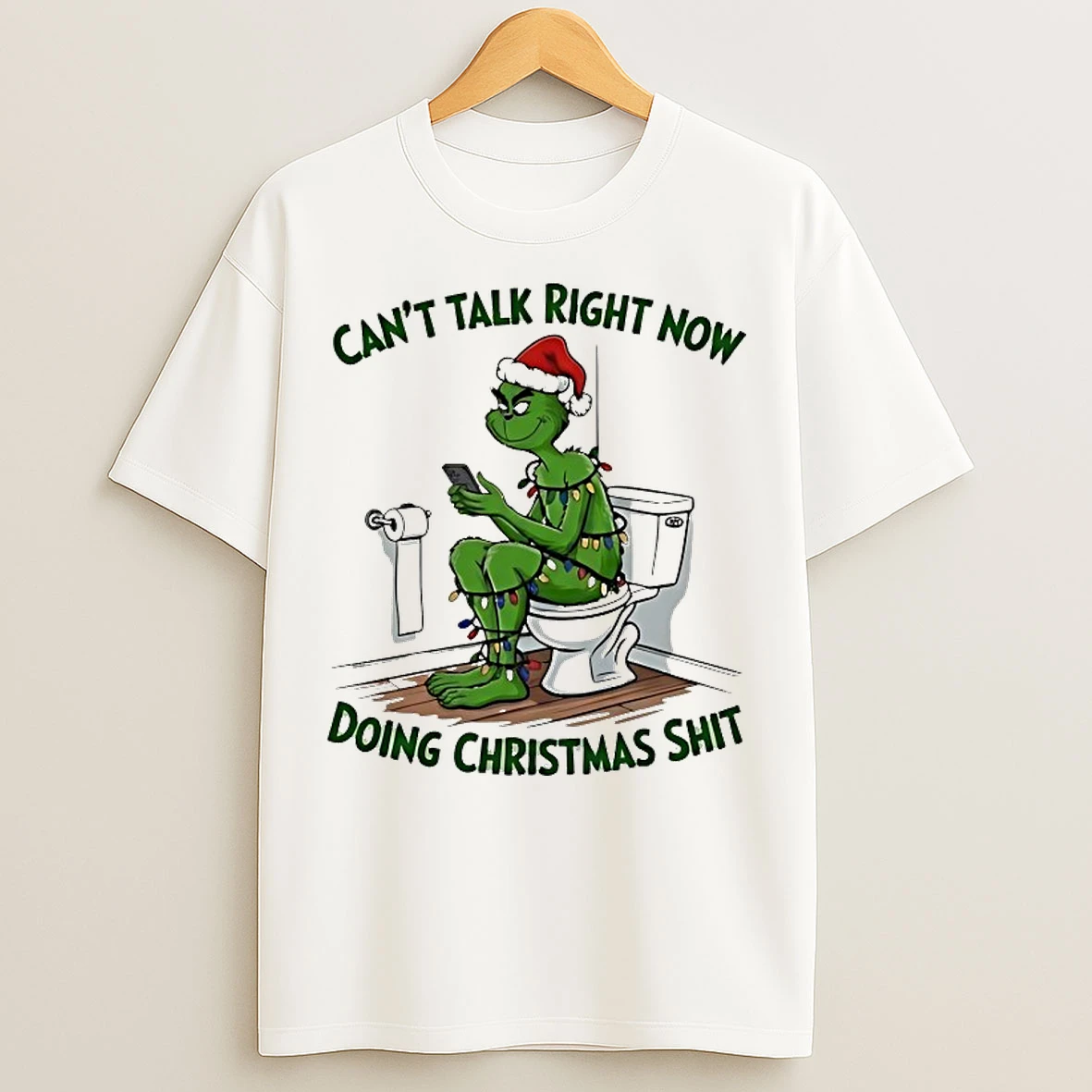 Classic Grinch Cant Talk Right Now Doing Christmas Shit T Shirts