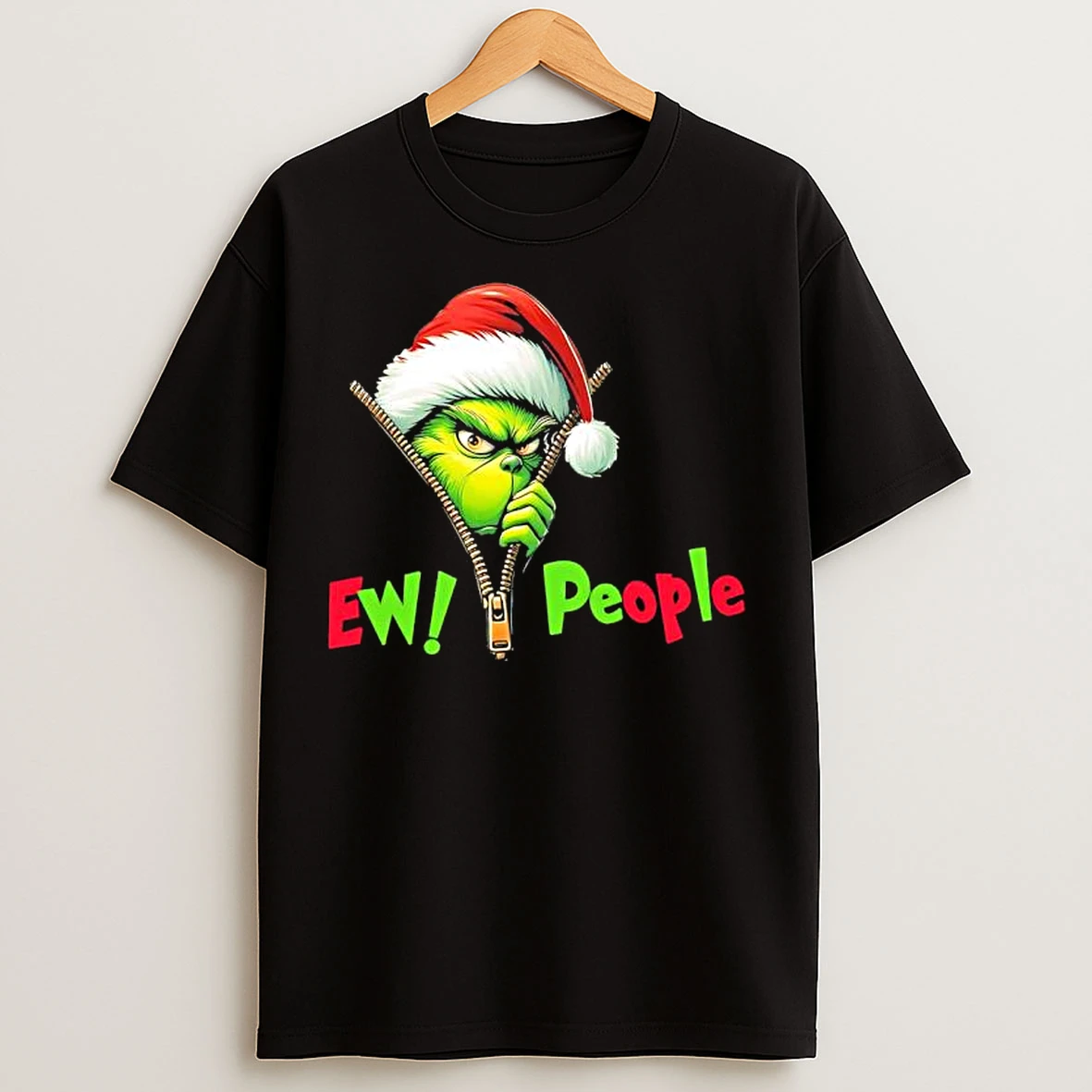 Classic Grinch Christmas Santa Hat Ew People T Shirts