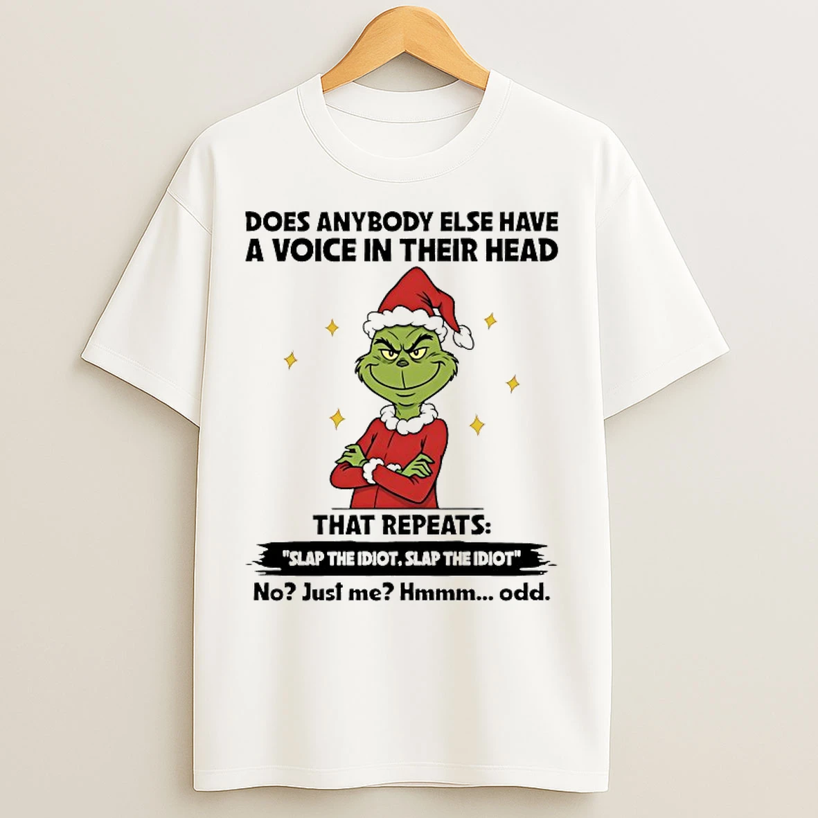 Classic Grinch Does Anybody Else Have A Voice In Their Head That Repeats Christmas 2025 T Shirts