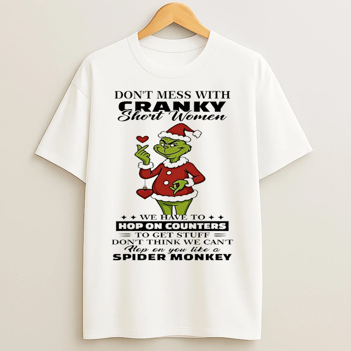 Classic Grinch Dont Mess With Cranky Short Women Chirstmas 2025 T Shirts