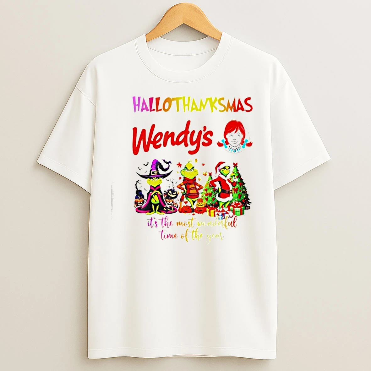 Classic Grinch Hallothanksmas Wendys Its The Most Wonderful Time Of The Year T Shirts