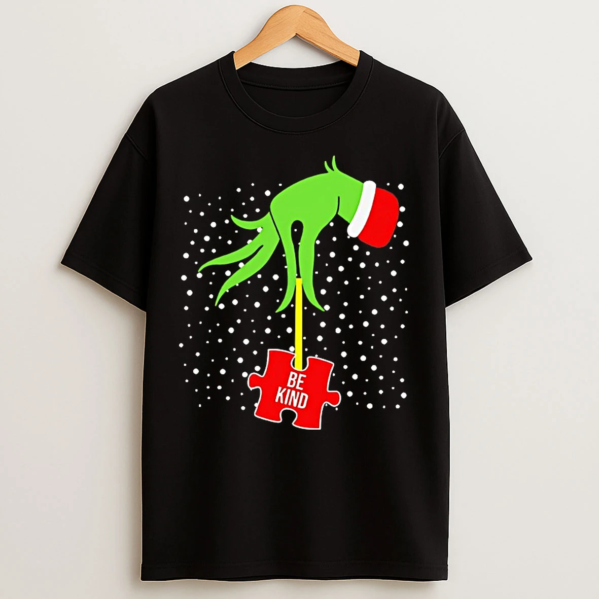 Classic Grinch Hand Be Kind Puzzle Autism Awareness Christmas T Shirts