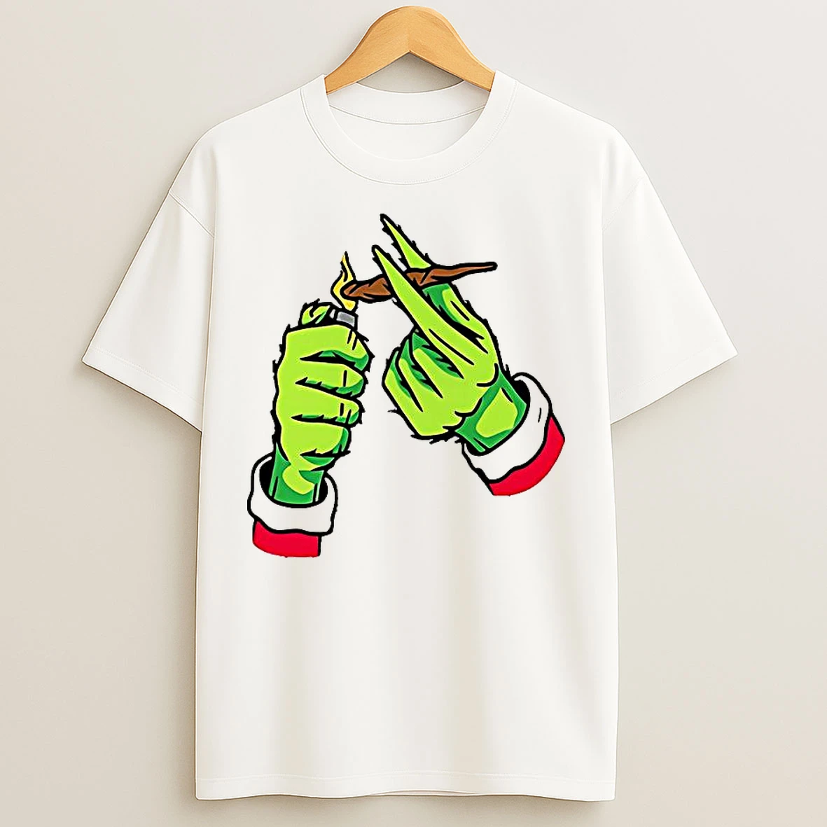 Classic Grinch Hand Smoking Cannabis Christmas T Shirts