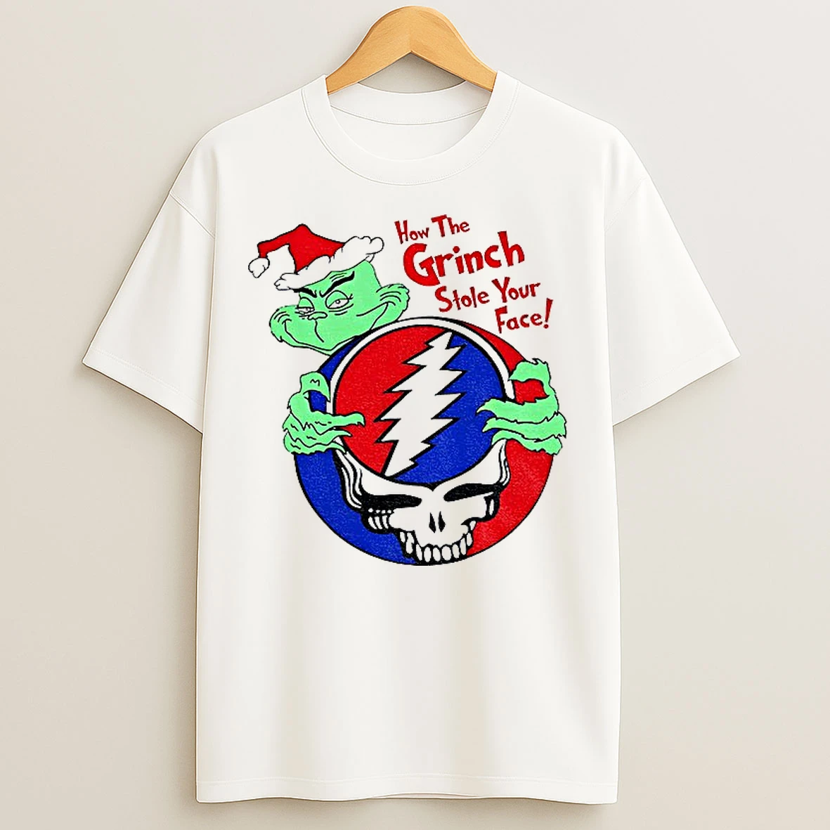 Classic Grinch How The Grinch Stole Your Face Grateful Dead Merry Christmas T Shirts