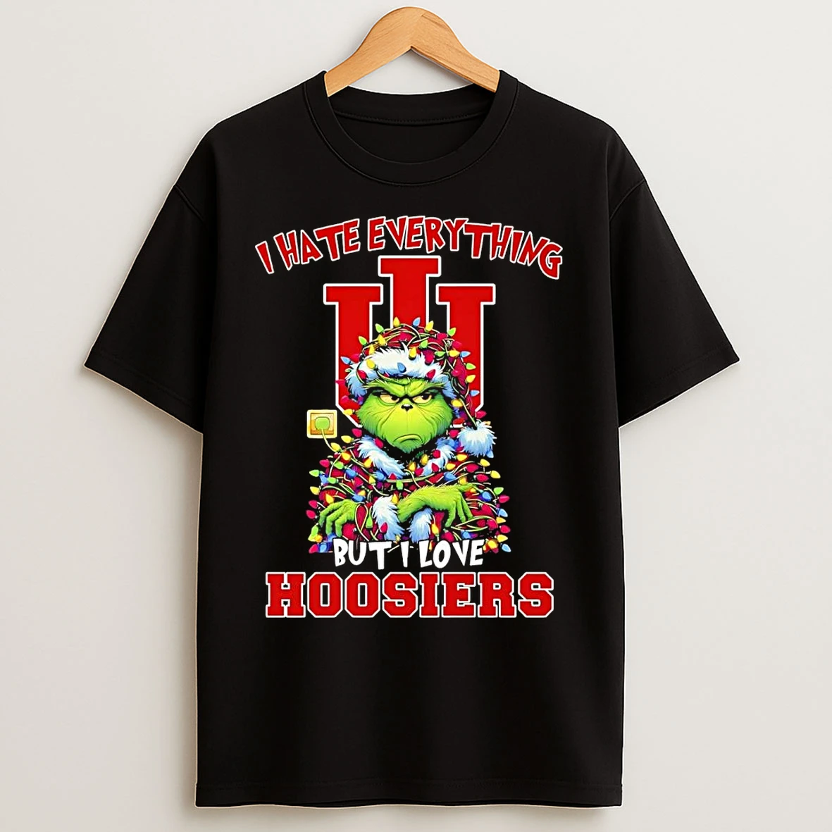 Classic Grinch I Hate Everything But I Love Indiana Hoosiers Christmas T Shirts