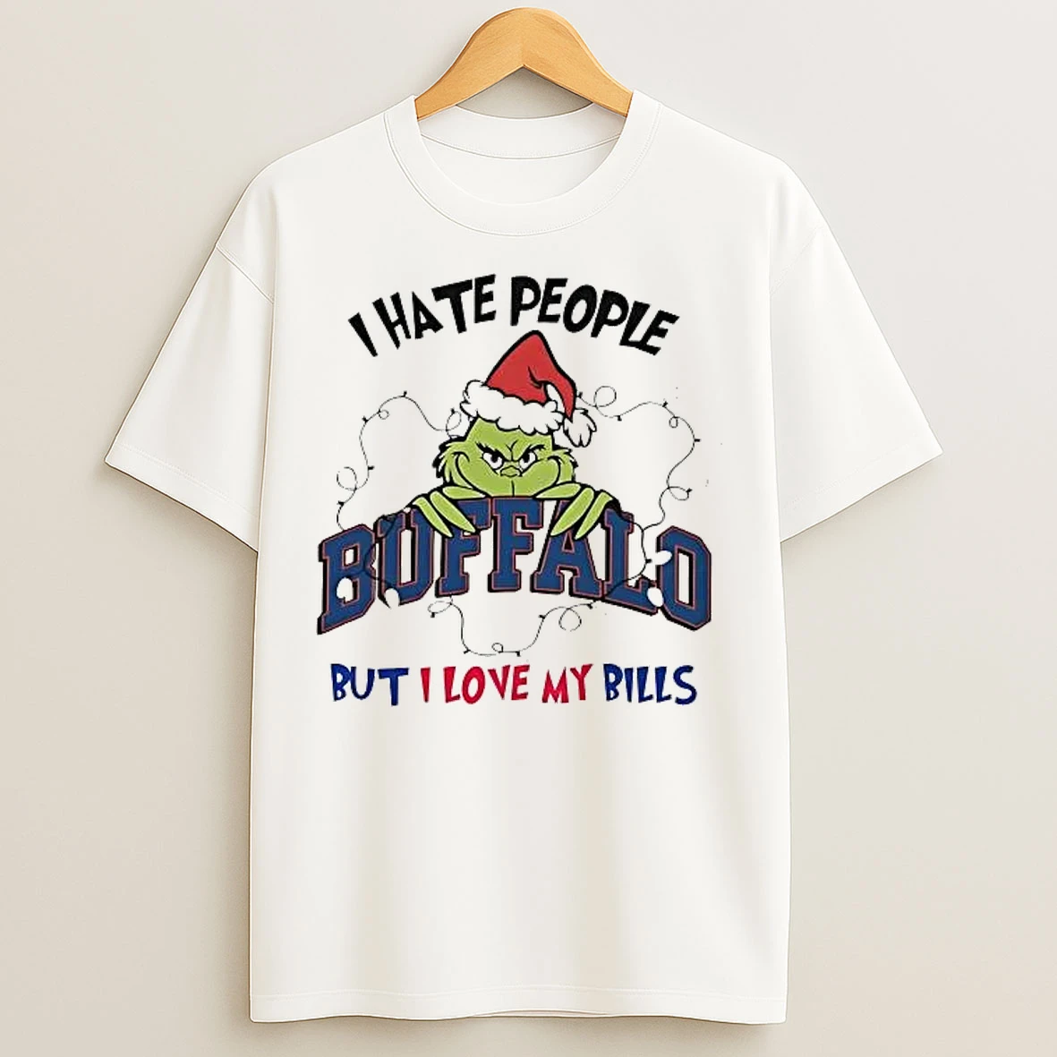 Classic Grinch I Hate People But I Love My Buffalo Bills T Shirts