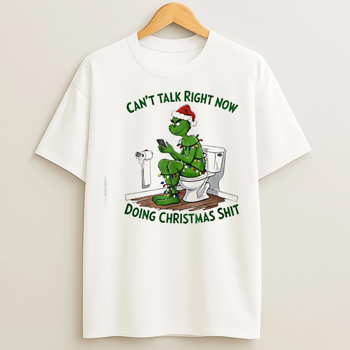Classic Grinch Santa Hat Cant Talk Right Now Doing Christmas Shits T Shirts