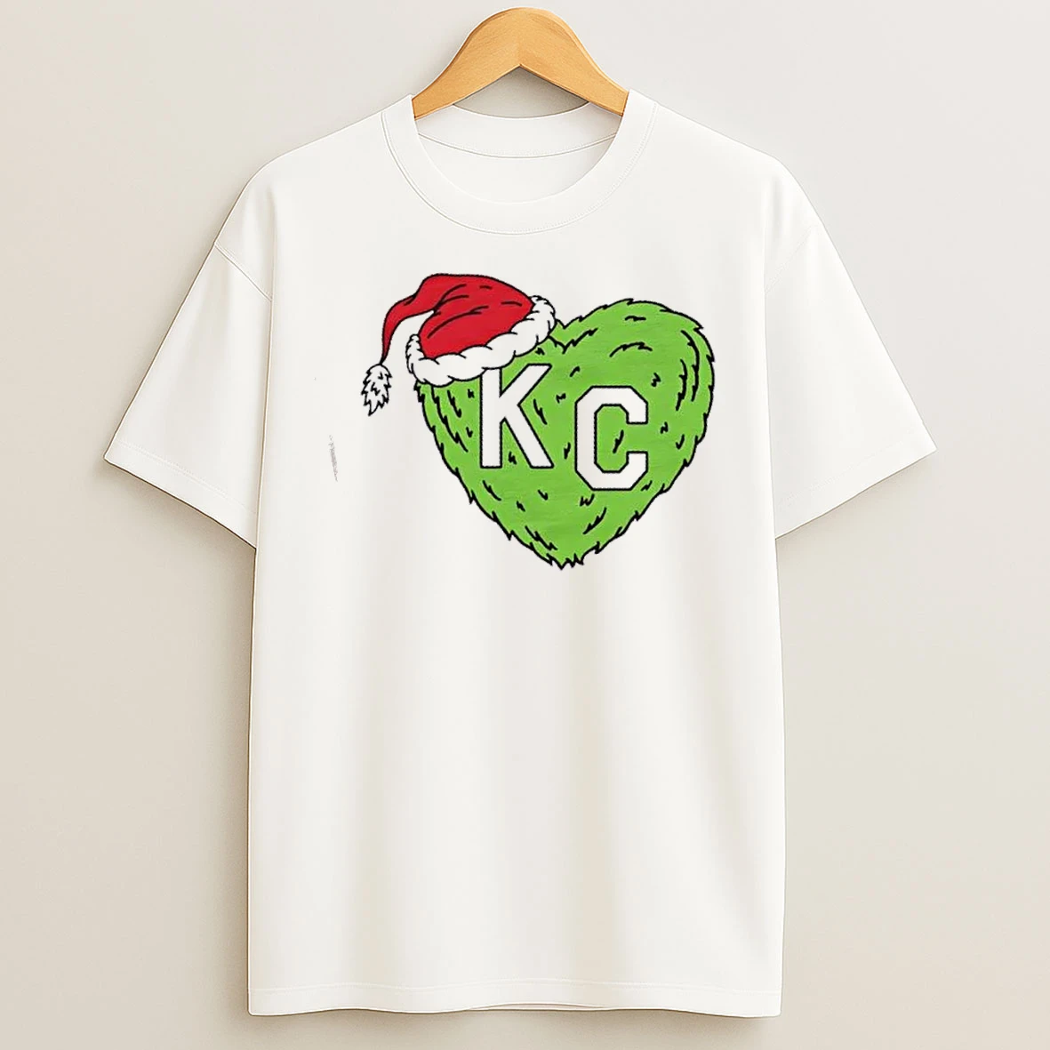 Classic Grinch Santa Hat Kc Heart Christmas T Shirts