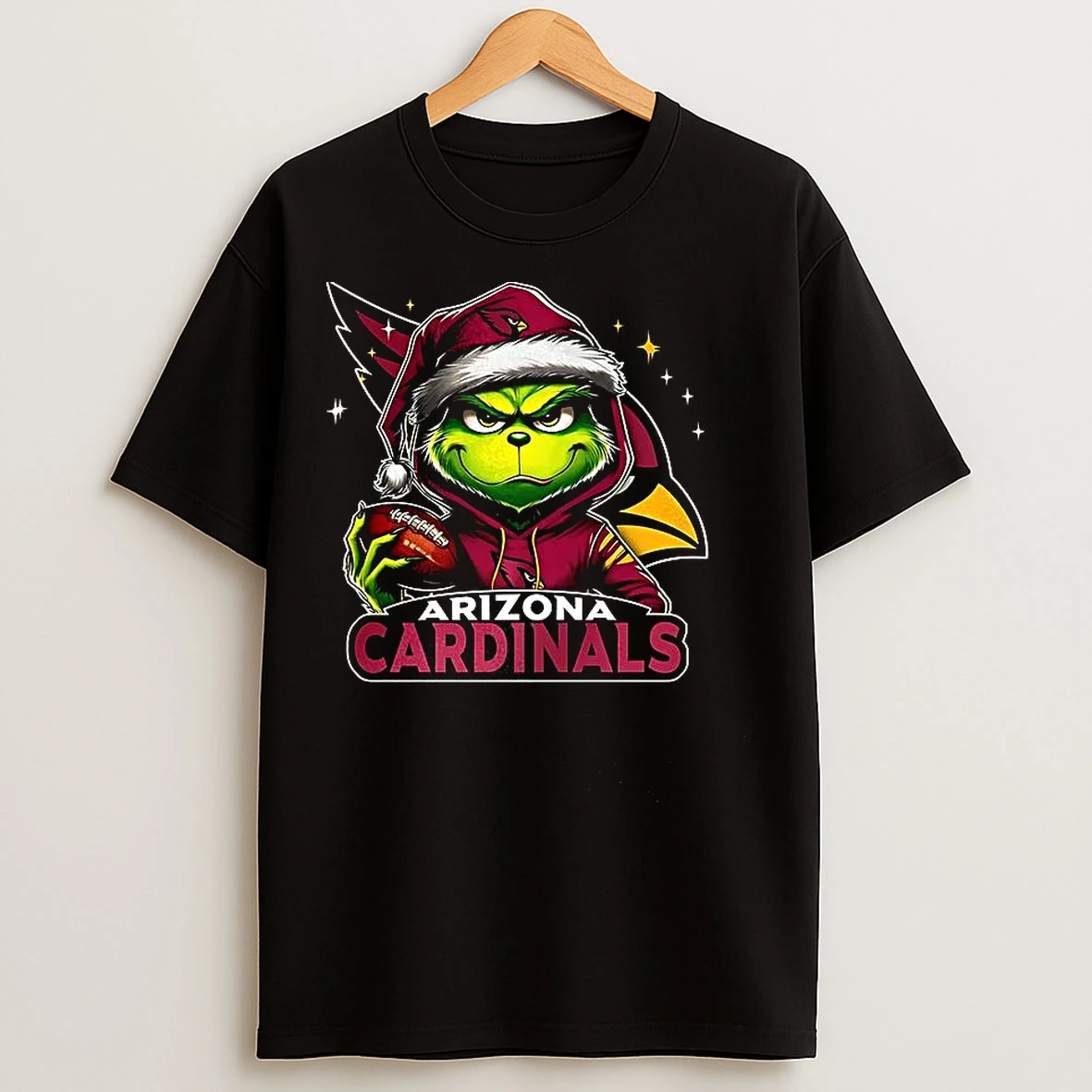 Classic Grinch Santa Hat X Arizona Cardinals Nfl Christmas T Shirts