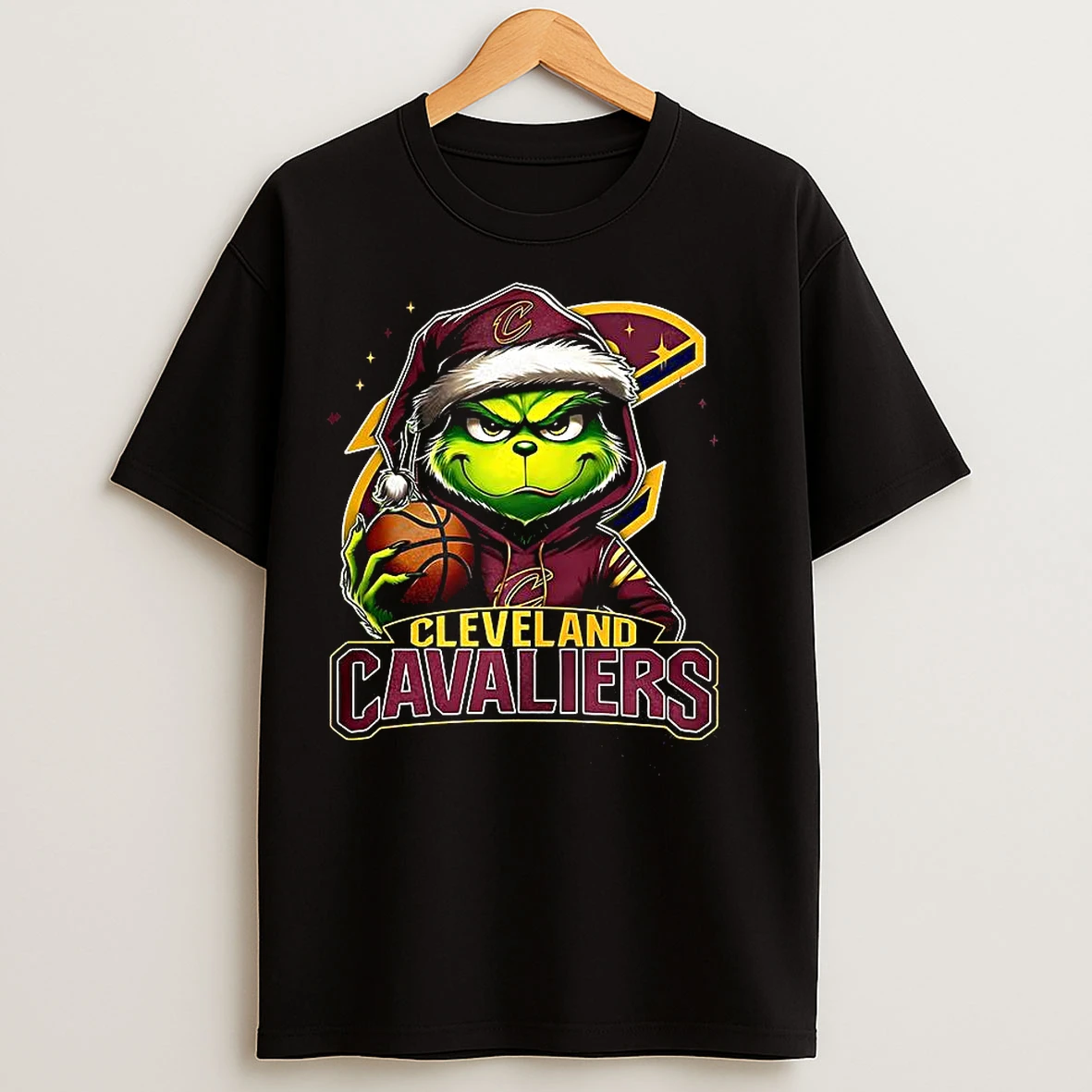 Classic Grinch Santa Hat X Cleveland Cavaliers Nba Christmas T Shirts