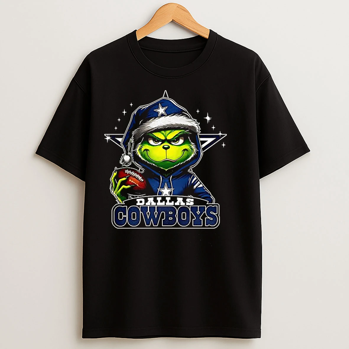 Classic Grinch Santa Hat X Dallas Cowboys Nfl Christmas T Shirts