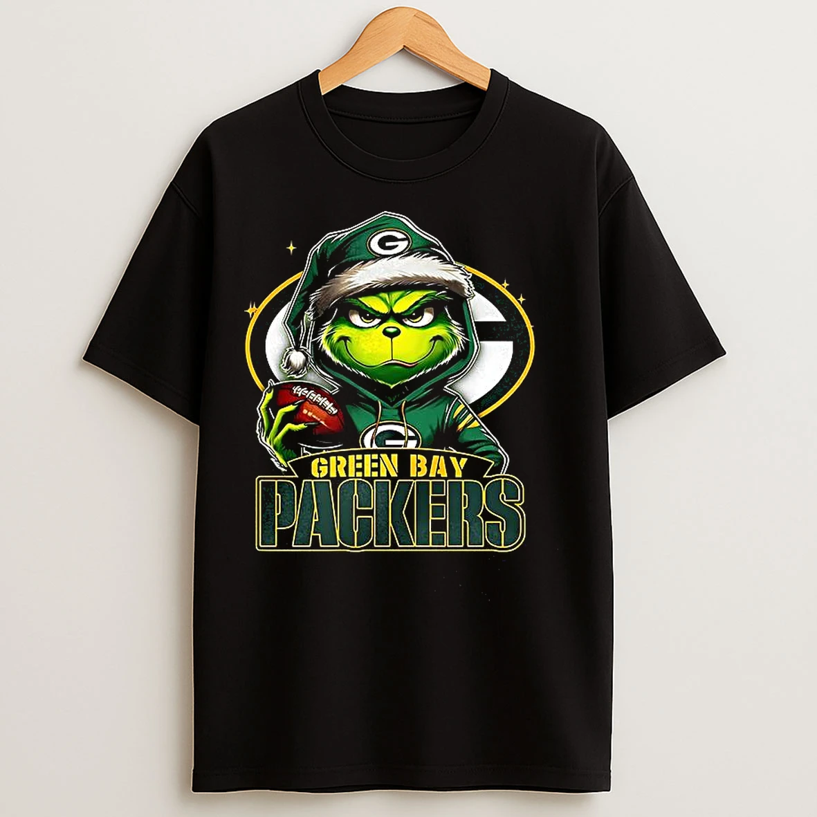 Classic Grinch Santa Hat X Green Bay Packers Nfl Christmas T Shirts
