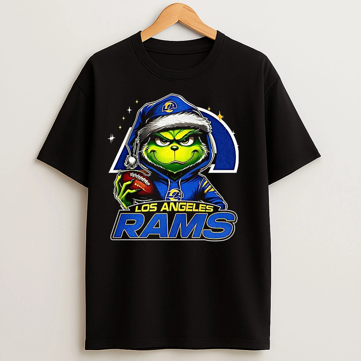Classic Grinch Santa Hat X Los Angeles Rams Nfl Christmas T Shirts