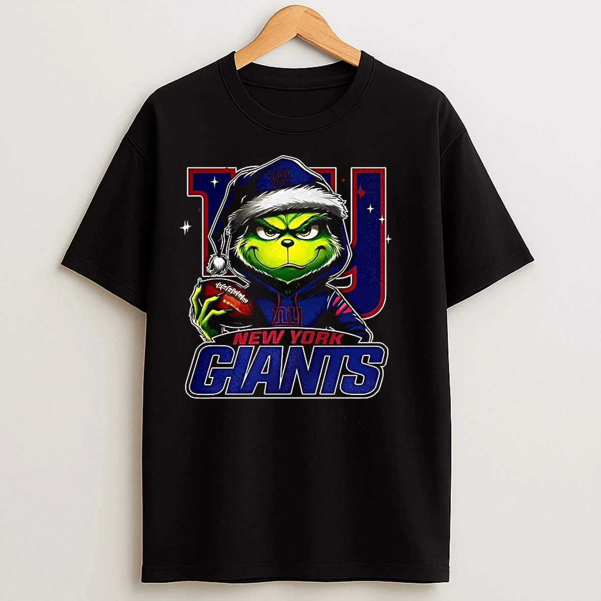Classic Grinch Santa Hat X New York Giants Nfl Christmas T Shirts