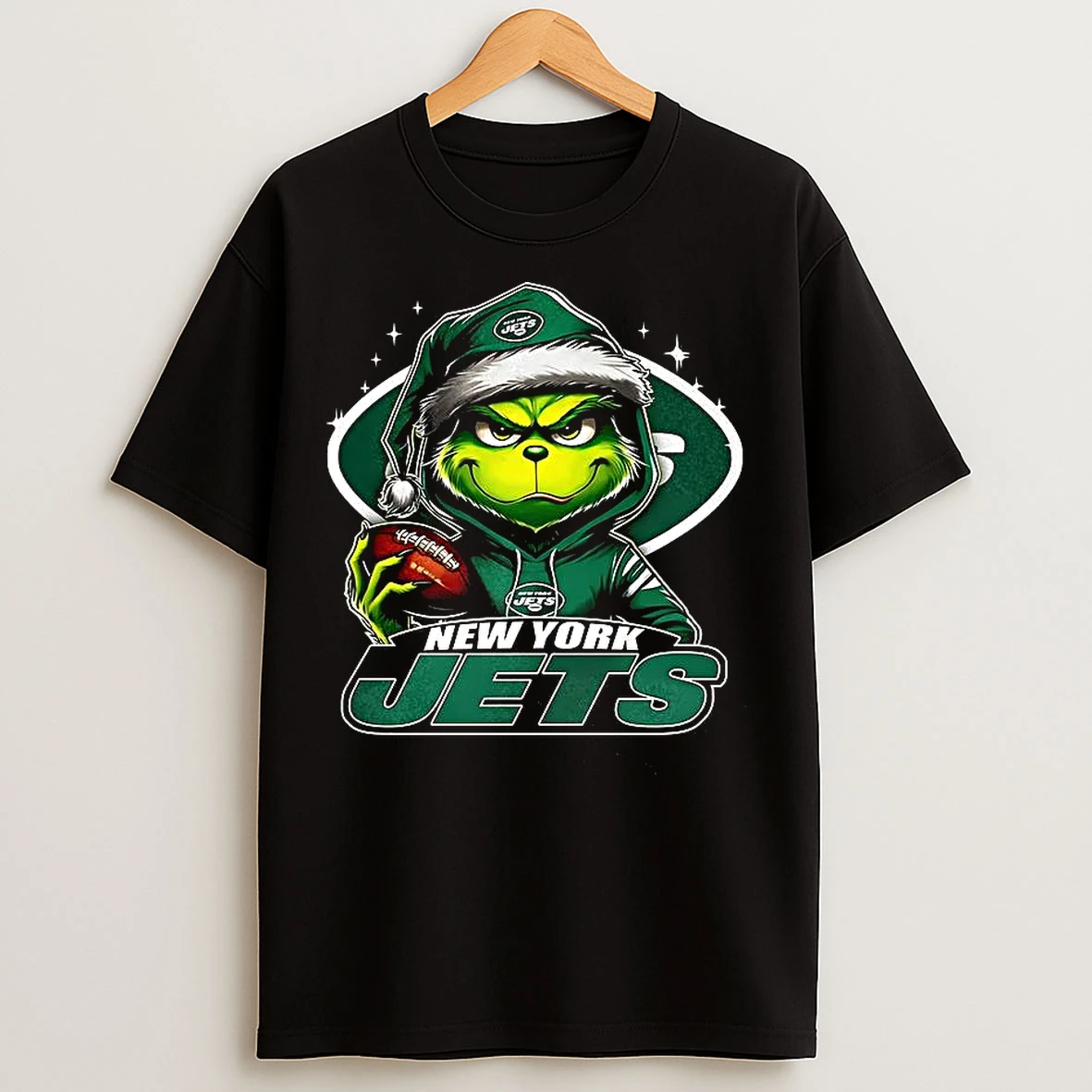 Classic Grinch Santa Hat X New York Jets Nfl Christmas T Shirts