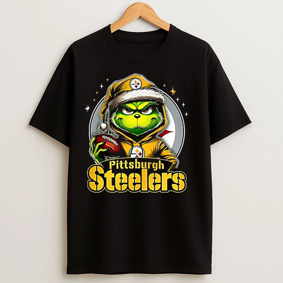 Classic Grinch Santa Hat X Pittsburgh Steelers Nfl Christmas T Shirts