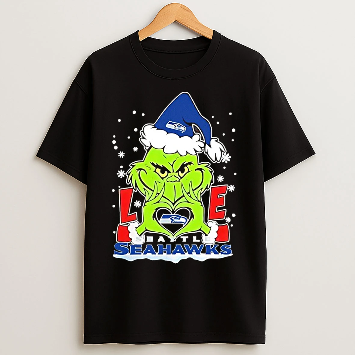 Classic Grinch Santa Love Seattle Seahawks 2025 Merry Christmas T Shirts