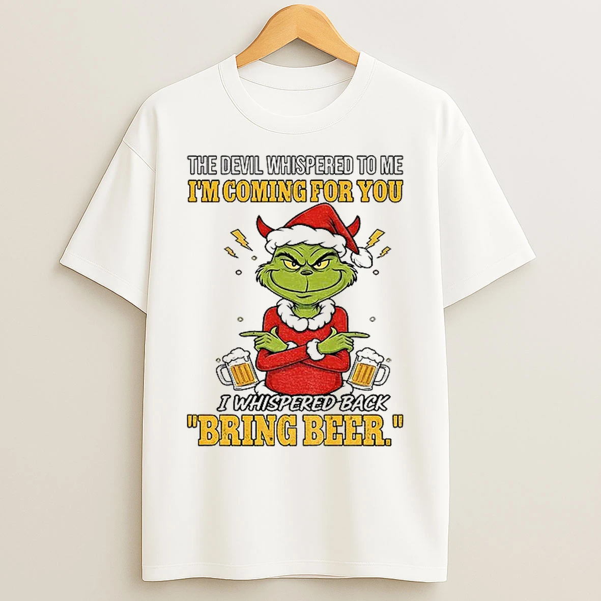 Classic Grinch Santa The Devil Whispered To Me Im Coming For You Merry Christmas T Shirts
