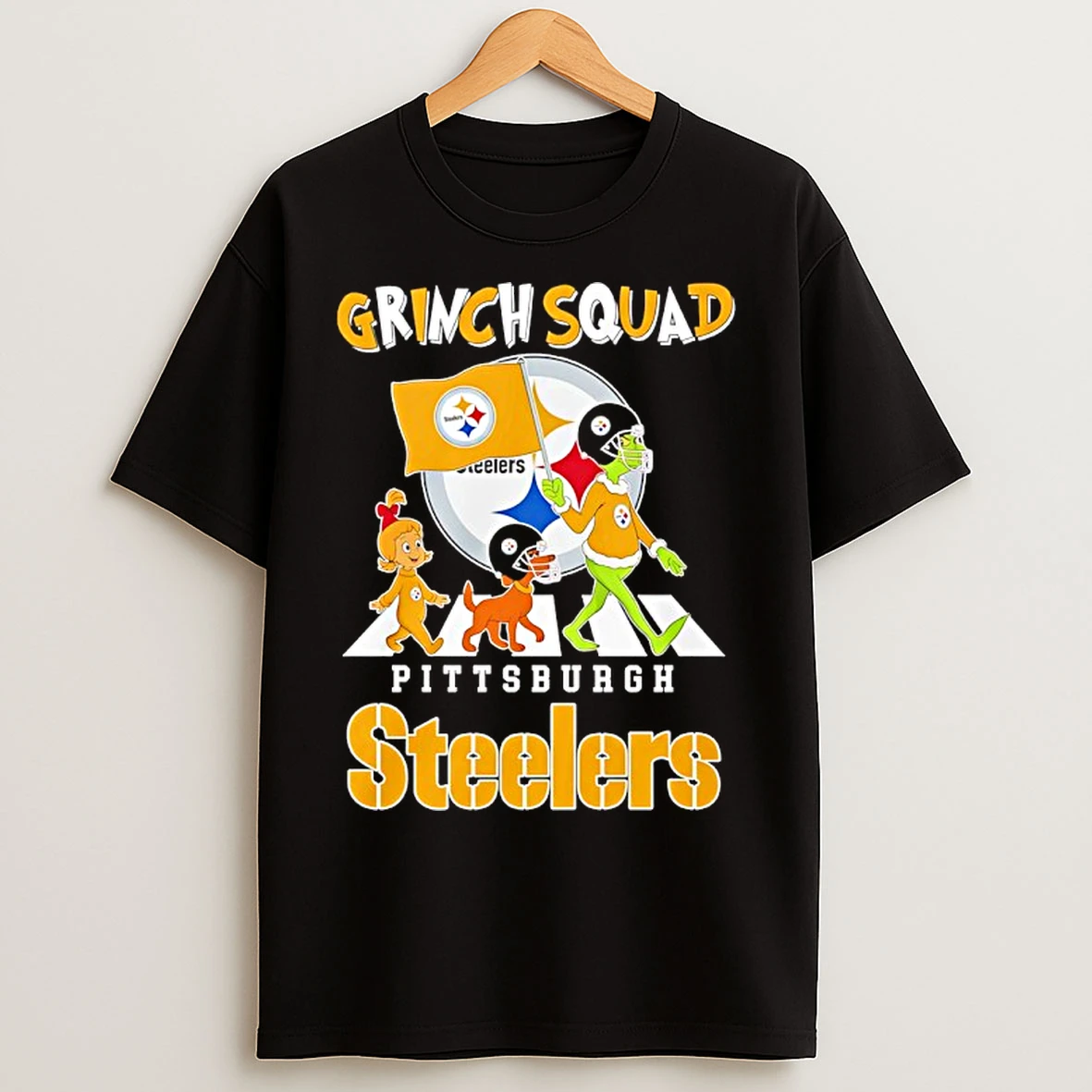 Classic Grinch Squad X Pittsburgh Steelers Abbey Road T Shirts