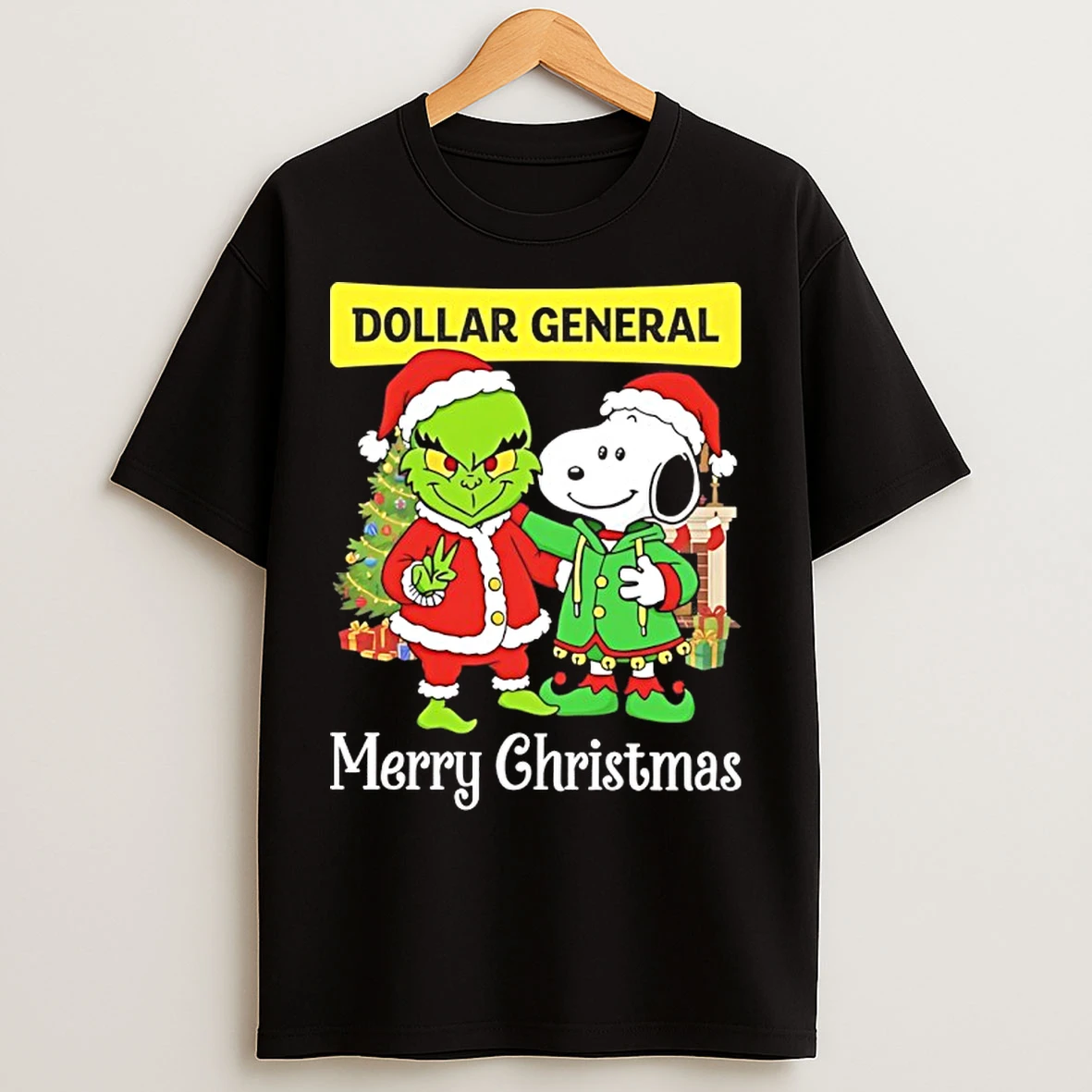 Classic Grinch And Snoopy Santas X Dollar General Merry Christmas T Shirts