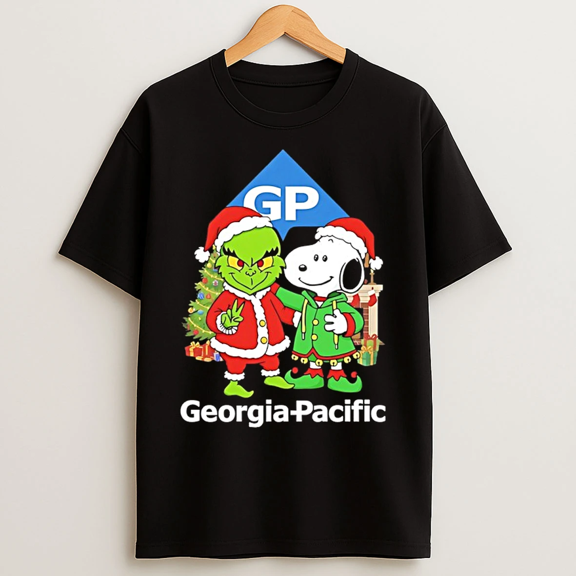 Classic Grinch And Snoopy Santas X Georgia Pacific Merry Christmas T Shirts
