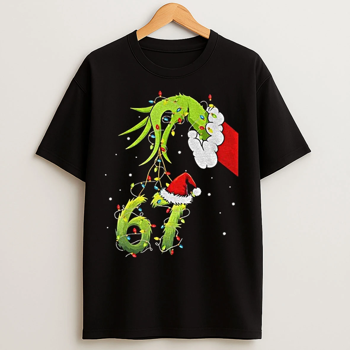 Classic Grinch Hand Holding Six Seven 6 7 Merry Christmas T Shirts