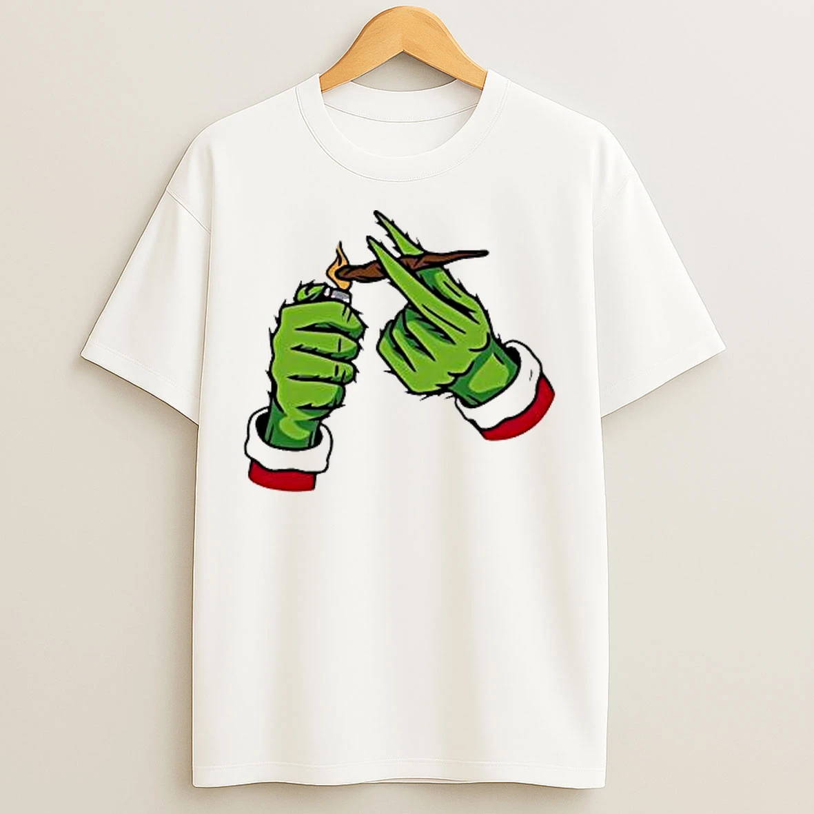 Classic Grinch Hand Smoking Cannabis T Shirts