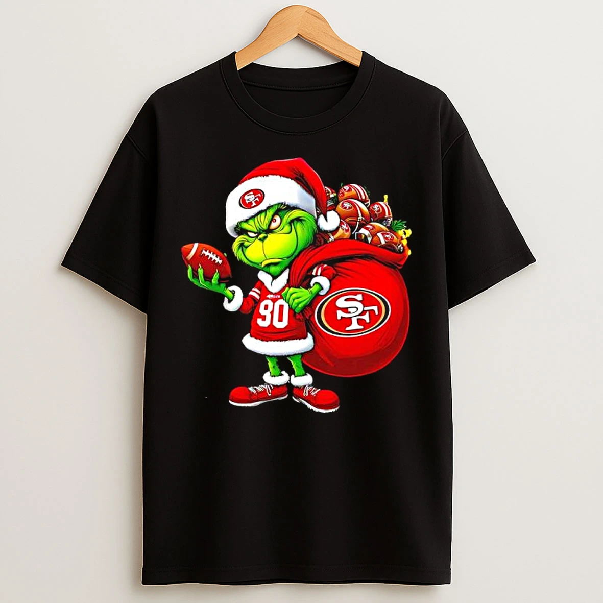 Classic Grinch Holding San Francisco 49ers Grinchmas T Shirts