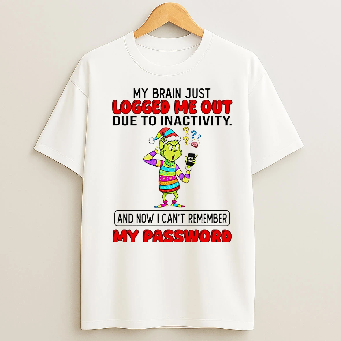 Classic Grinch My Brain Just Logged Me Out Due To Inactivity My Password Christmas T Shirts