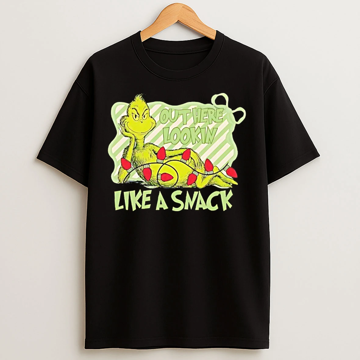 Classic Grinch Out Here Lookin Like A Snack Christmas Light T Shirts