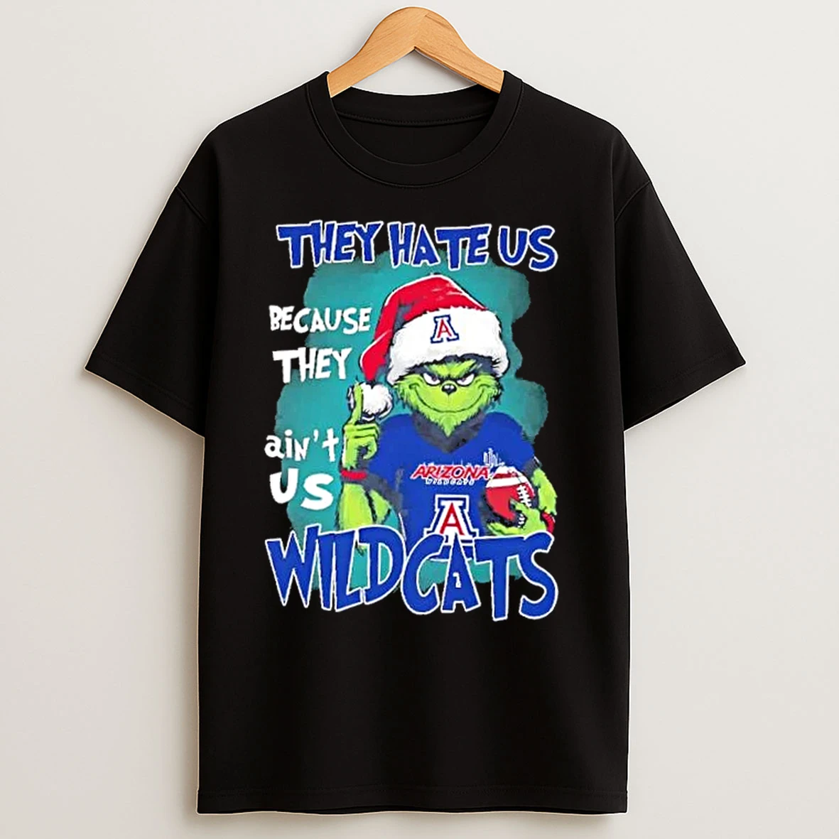 Classic Grinch They Hate Us Because They Aint Us Arizona Wildcats Christmas T Shirts