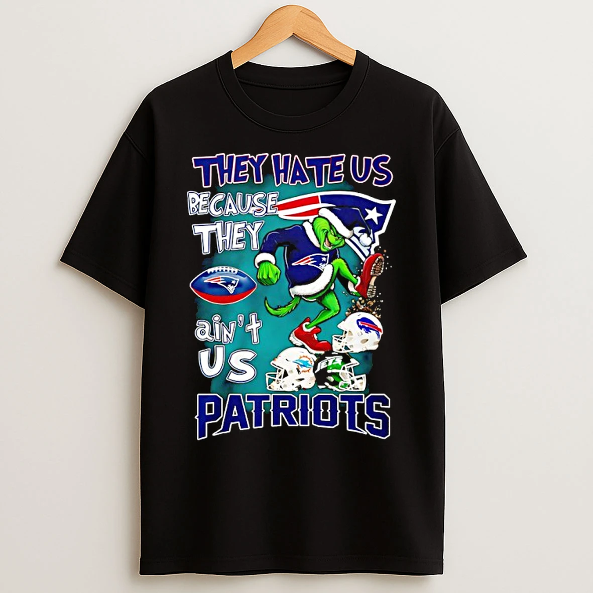 Classic Grinch They Hate Us Because They Aint Us New England Patriots T Shirts