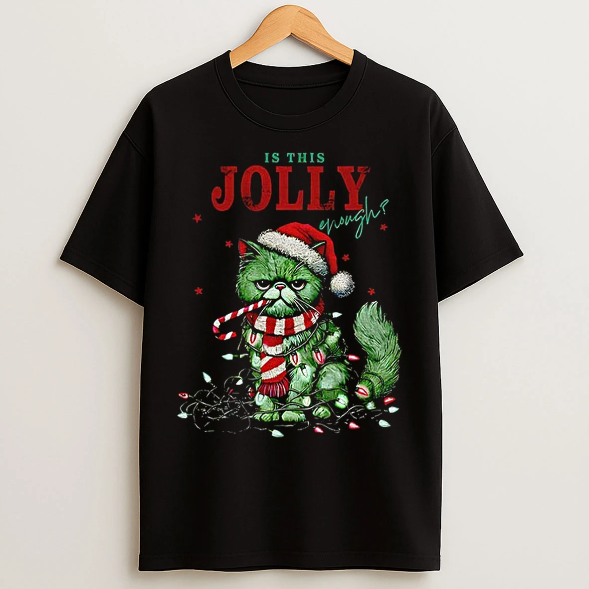 Classic Grumpy Cat Is This Jolly Enough Merry Christmas T Shirts