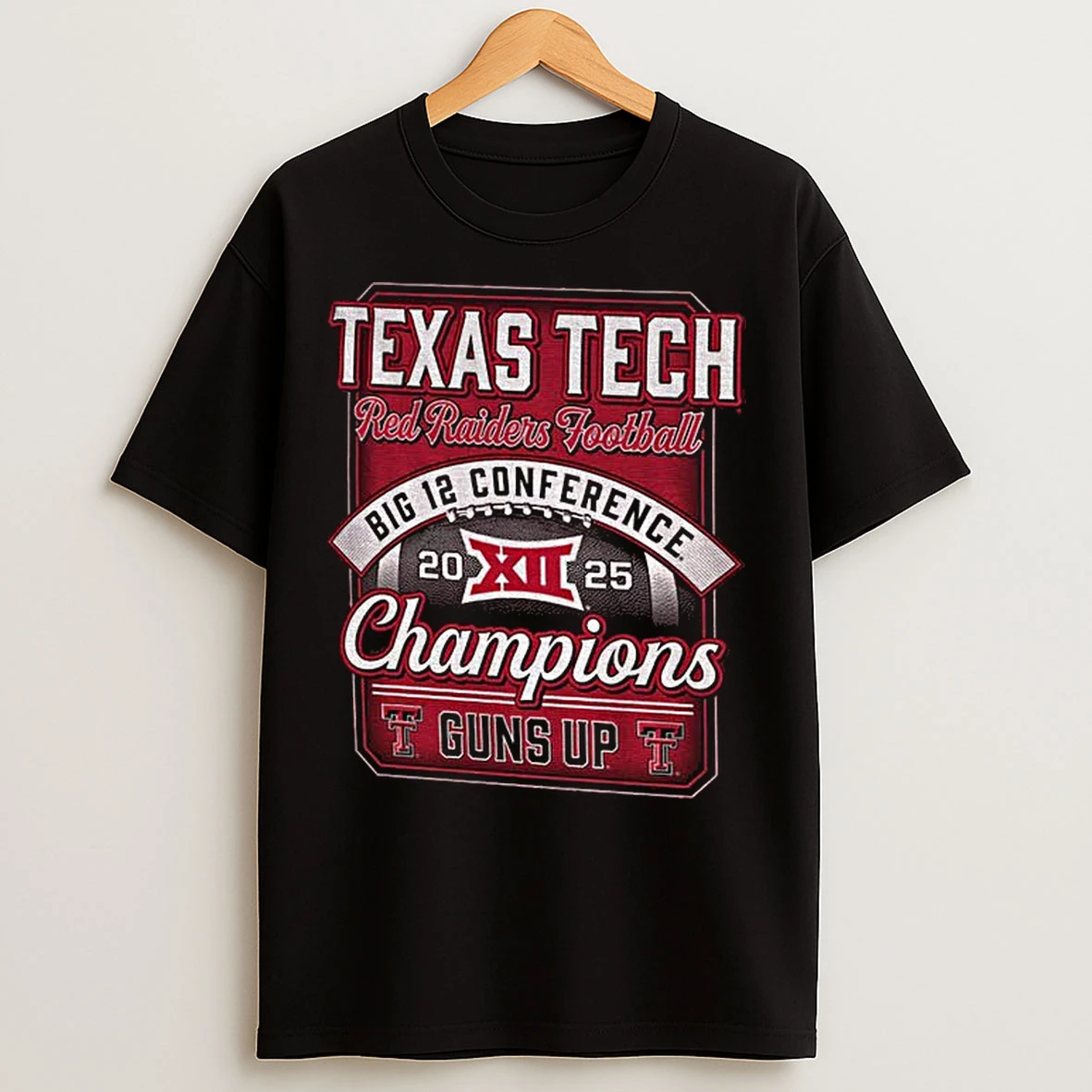 Classic Guns Up Texas Tech Red Raiders 2025 Big 12 Football Champions T Shirts