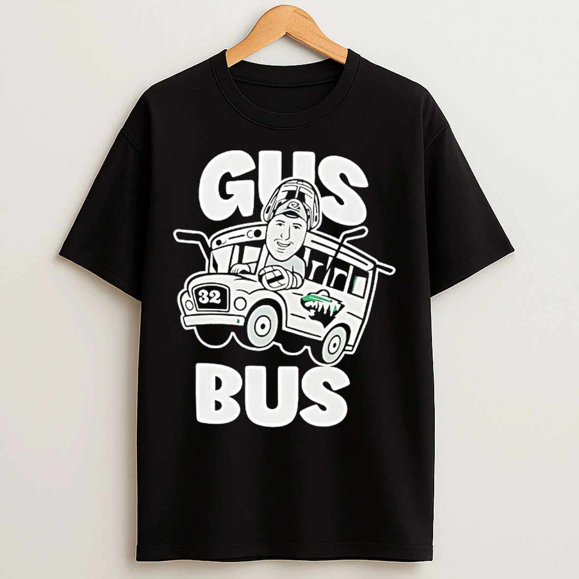 Classic Gus Bus Filip Gustavsson 32 Minnesota Wild Hockey T Shirts