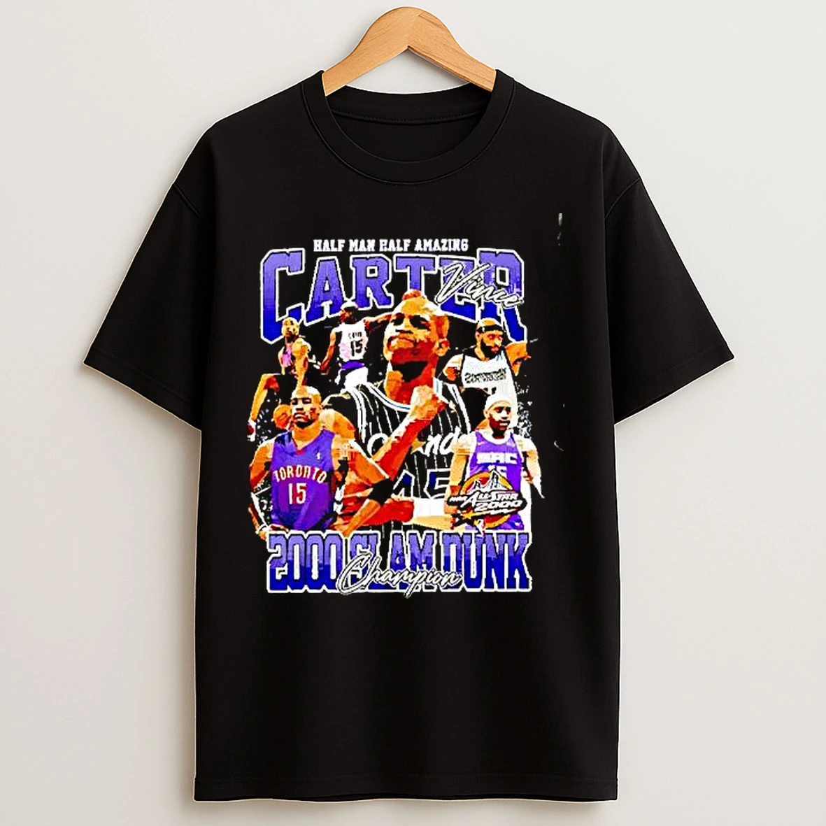 Classic Half Man Half Amazing Vince Carter 200 Slam Dunk Champions Graphic Retro T Shirts